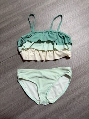Carter's Mint and Cream Ruffle Swim Top